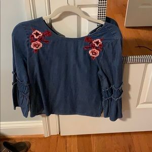 flower denim blouse